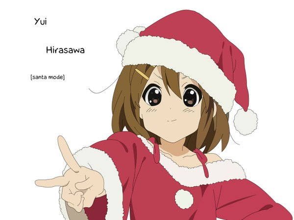 Anime picture 1600x1200 with k-on! kyoto animation hirasawa yui fur trim fur santa claus costume tagme