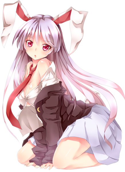 Anime picture 2550x3509 with touhou reisen udongein inaba dabadhi nikka (cryptomeria) long hair tall image looking at viewer blush highres breasts light erotic simple background red eyes white background purple hair bunny ears bunny girl girl skirt miniskirt