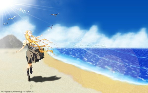 Anime picture 1920x1200 with air key (studio) kamio misuzu highres wide image beach girl