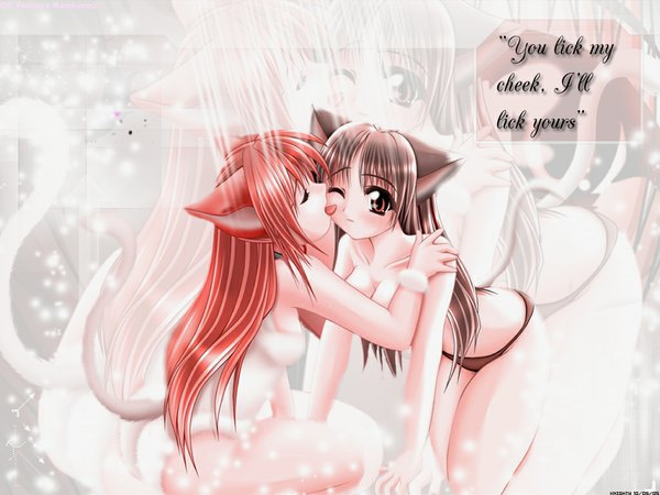 Anime picture 1024x768 with light erotic animal ears cat girl girl tagme