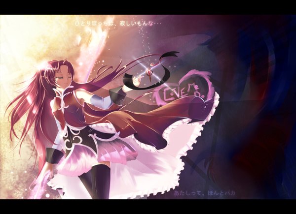 Anime picture 1655x1200 with mahou shoujo madoka magica shaft (studio) sakura kyouko single long hair bare shoulders red hair eyes closed girl dress detached sleeves