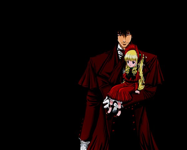 Anime picture 1280x1024 with rozen maiden hellsing shinku alucard (hellsing) black background