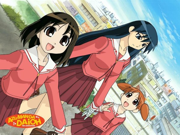 Anime picture 1280x960 with azumanga daioh j.c. staff kasuga ayumu mihama chiyo sakaki girl bandage (bandages)