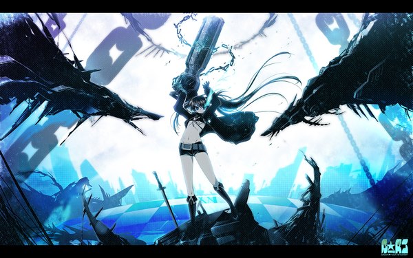 Anime picture 1920x1200 with black rock shooter black rock shooter (character) akahito highres wide image