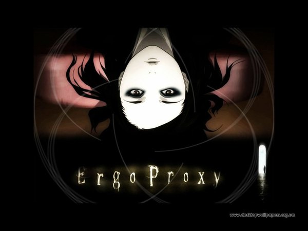 Anime picture 1024x768 with ergo proxy re-l mayer black hair black eyes dark background pale skin girl