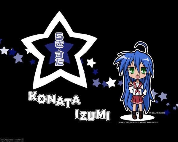 Anime picture 1280x1024 with lucky star kyoto animation izumi konata hellknight10 black background girl