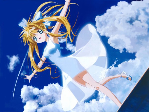 Anime picture 1600x1200 with air key (studio) kamio misuzu sky spread arms girl