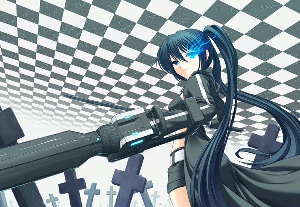 Anime picture 1120x775 with black rock shooter black rock shooter (character) athrun1120 a.one twintails girl