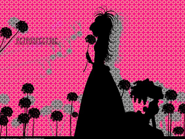 Anime picture 1600x1200 with paradise kiss madhouse yukari hayasaka miwako sakurada yazawa ai saki (strawberrii) long hair multiple girls signed third-party edit silhouette polychromatic girl flower (flowers) 2 girls