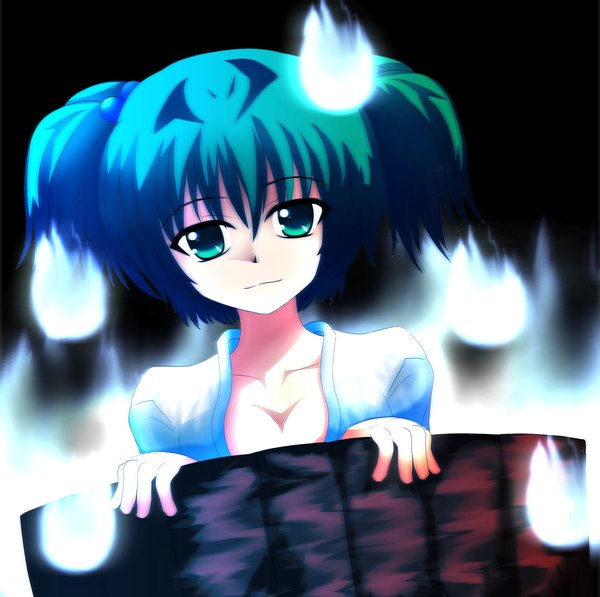 Anime picture 2912x2900 with touhou kisume toratarou single looking at viewer highres short hair green eyes green hair ghost girl