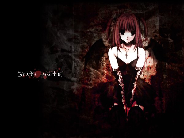 Anime picture 1600x1200 with death note madhouse amane misa suzuhira hiro black background dark background goth-loli gothic