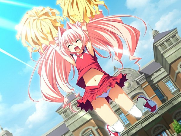 Anime picture 1024x768 with ko musume (game) light erotic pink hair game cg pantyshot girl