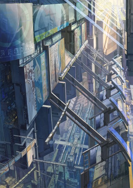 Anime picture 1200x1696 with original k kanehira tall image cityscape building (buildings)