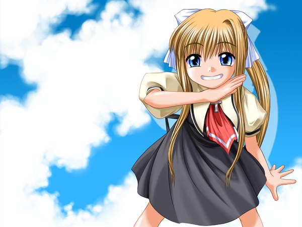 Anime picture 1600x1200 with air key (studio) kamio misuzu bosshi highres blonde hair girl uniform school uniform