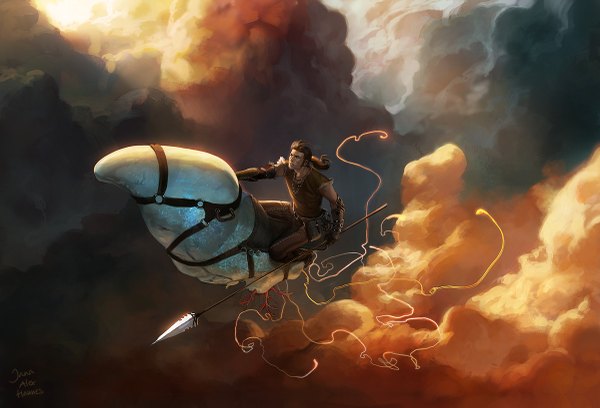 イラスト 1200x817 と オリジナル johannes voss alexpascenko janaschi (artist) 空 cloud (clouds) flying fantasy 男性