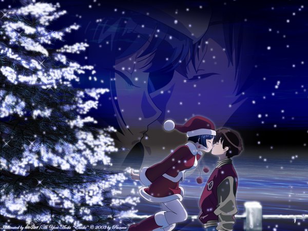 Anime picture 1600x1200 with ai yori aoshi j.c. staff sakuraba aoi hanabishi kaoru christmas kiss