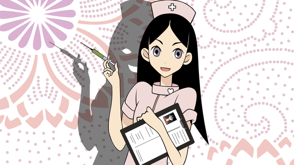 Anime picture 3000x1688 with sayonara zetsubou sensei shaft (studio) kitsu chiri highres wide image nurse