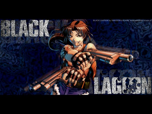 Anime picture 1024x768 with black lagoon madhouse revy (black lagoon) hiroe rei letterboxed smoking gun