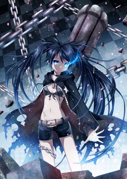 Anime picture 2480x3508 with black rock shooter vocaloid kuroi mato tall image highres blue eyes black hair girl