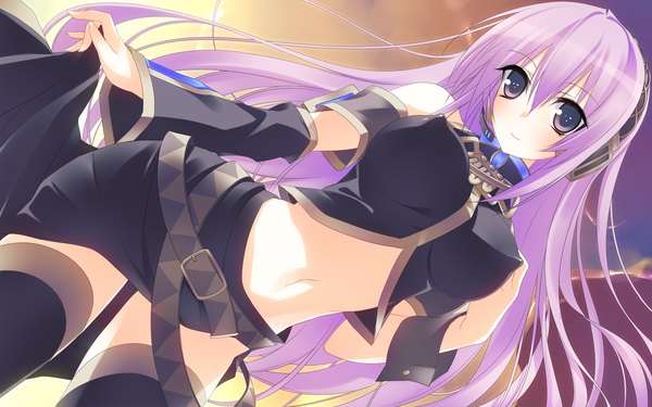 Anime picture 1920x1200 with vocaloid megurine luka long hair highres wide image purple eyes purple hair girl