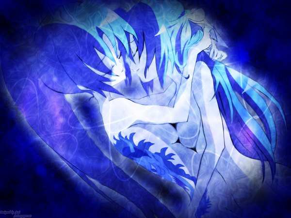 Anime picture 1600x1200 with higurashi no naku koro ni studio deen sonozaki mion sonozaki shion light erotic blue background multicolored