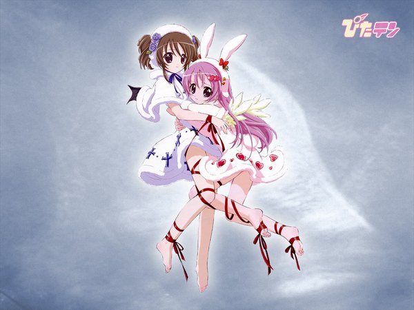 Anime picture 1024x768 with pita ten misha (pita ten) shia (pita ten) demon girl angel demon angel and devil girl tagme