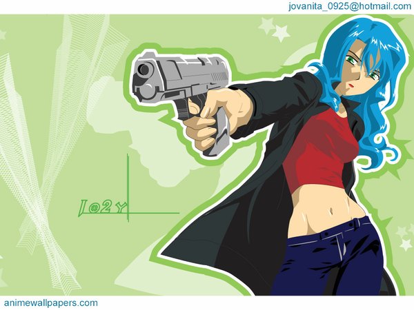 Anime picture 1024x768 with noir blue background green background tagme