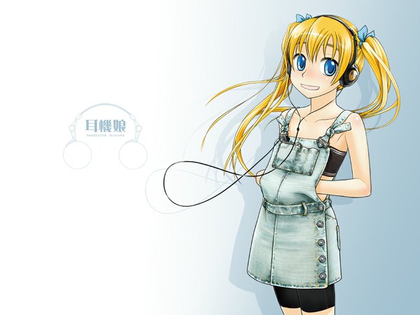 Anime picture 1024x768 with headphones overalls tagme