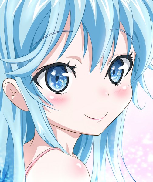 Anime picture 1260x1500 with denpa onna to seishun otoko shaft (studio) touwa erio wingheart single long hair tall image blush blue eyes smile blue hair girl