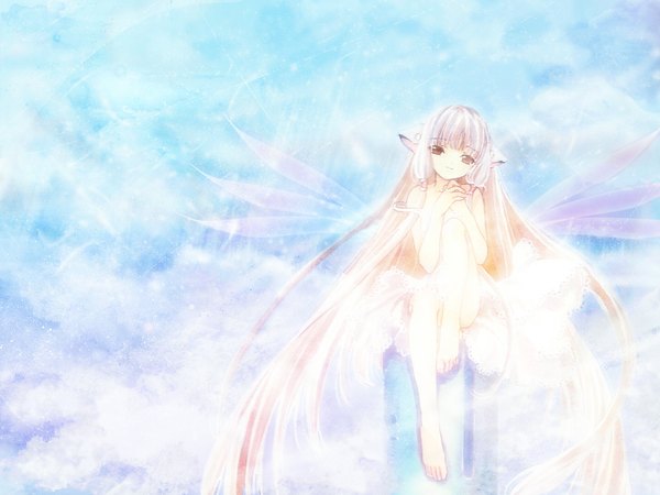 Anime picture 1024x768 with chobits clamp chii wings