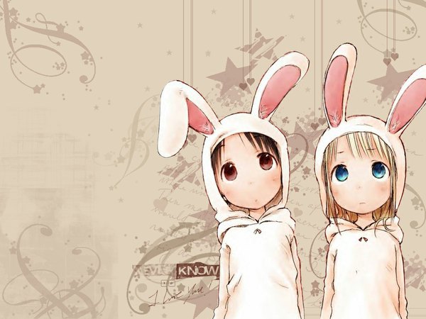 Anime picture 1024x768 with ichigo mashimaro itou chika ana coppola barasui bunny ears bunny girl girl