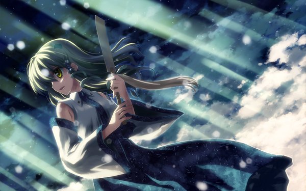 Anime picture 3840x2400 with touhou studio sdt kochiya sanae yuuki tatsuya highres wide image girl