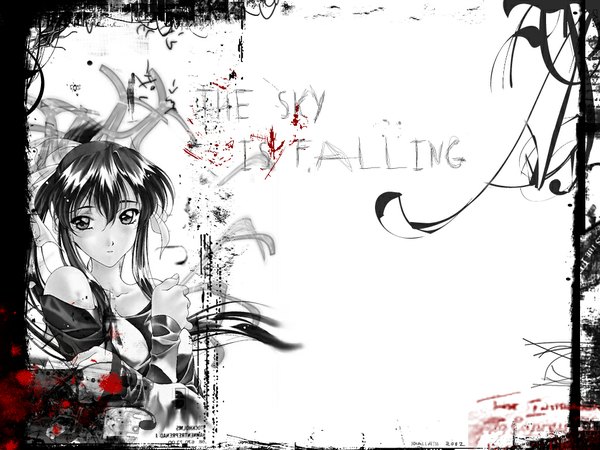 Anime picture 1024x768 with sentimental graffiti matsuoka chie kai tomohisa single looking at viewer fringe hair between eyes bare shoulders upper body monochrome girl detached sleeves
