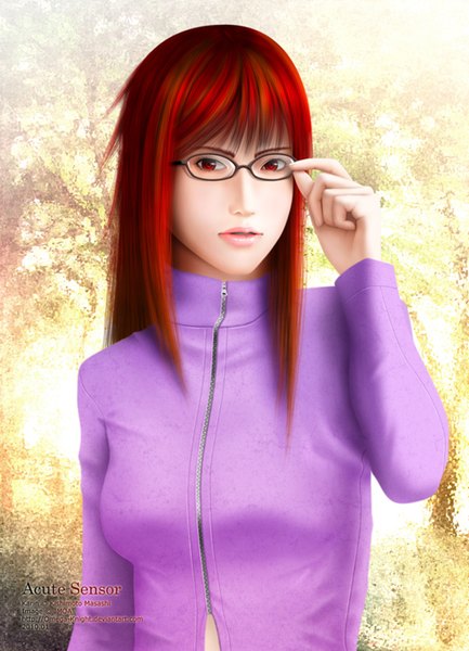 Anime picture 1024x1418 with naruto studio pierrot naruto (series) karin (naruto) omega-knight long hair tall image red eyes red hair lips realistic inscription girl glasses