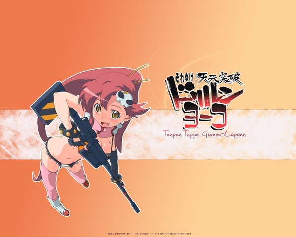 Anime picture 1280x1024 with tengen toppa gurren lagann gainax yoko littner light erotic gun tagme