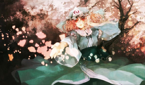 Anime picture 1378x810 with touhou saigyouji yuyuko 0 (pixiv) wide image girl