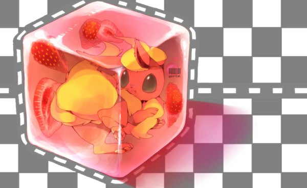 Anime picture 1052x648 with pokemon nintendo flareon yen-cat (mimi) single wide image checkered background gen 1 pokemon animal