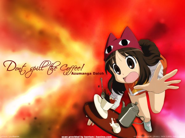 Anime picture 1280x960 with azumanga daioh j.c. staff kasuga ayumu red background waitress girl coffee