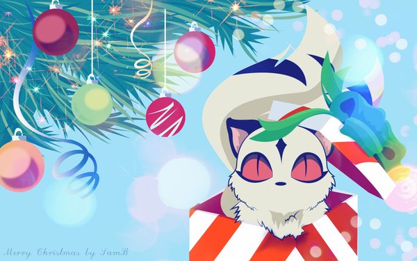 Anime picture 1920x1200 with inuyasha kirara (inuyasha) highres wide image animal gift christmas tree bauble
