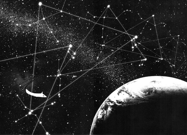 Anime picture 1280x926 with oyasumi punpun punpun asano inio sky scan monochrome no people space weightlessness constellation manga star (stars) earth