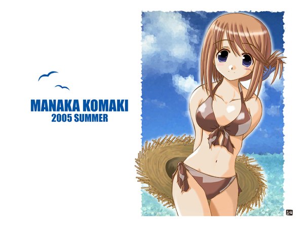 Anime picture 1024x768 with to heart 2 leaf (studio) komaki manaka beach skin tight swimsuit