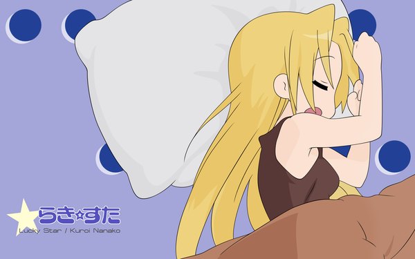 Anime picture 1680x1050 with lucky star kyoto animation kuroi nanako wide image sleeping girl star (symbol)