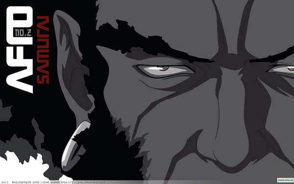 Anime picture 1920x1200 with afro samurai highres black hair wide image dark skin monochrome close-up boy earrings hoop earrings