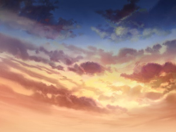 Anime picture 1024x768 with ma furu yoru no rin game cg sky cloud (clouds) evening sunset landscape