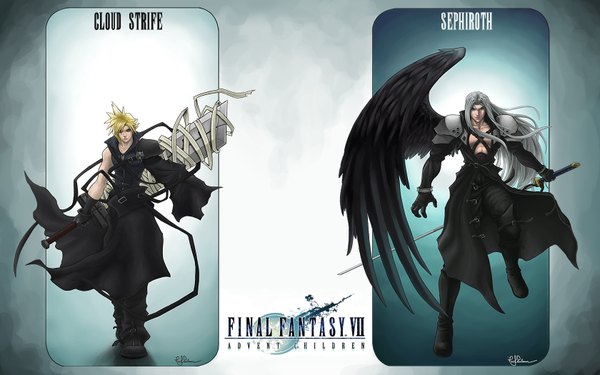 Anime picture 1680x1050 with final fantasy final fantasy vii square enix cloud strife sephiroth wide image