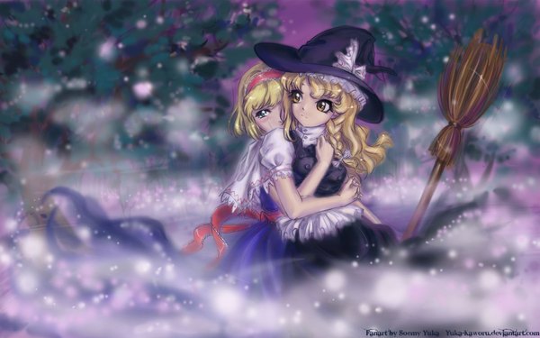 Anime picture 1680x1050 with touhou kirisame marisa alice margatroid soemy wide image girl