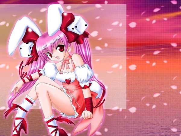 Anime picture 1280x960 with di gi charat madhouse usada hikaru rabi en rose bunny girl girl dice