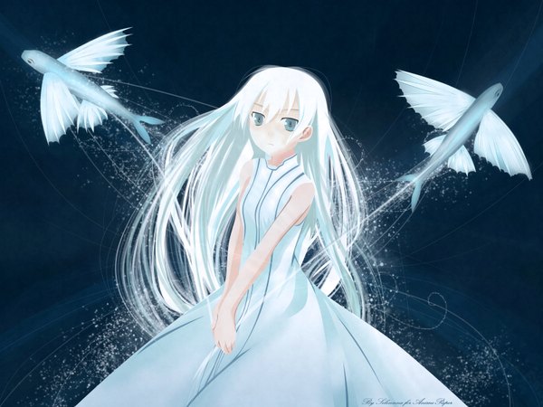 Anime picture 1600x1200 with shinigami no ballad momo (shinigami no ballad) blue background tagme