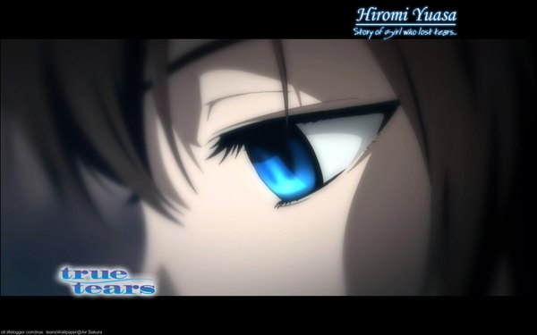Anime picture 1920x1200 with true tears yuasa hiromi highres blue eyes wide image copyright name character names close-up