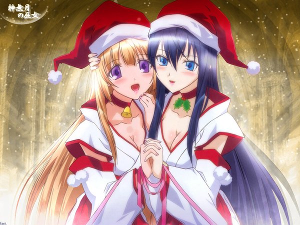 Anime picture 1152x864 with kannazuki no miko fur trim fur santa claus hat tagme